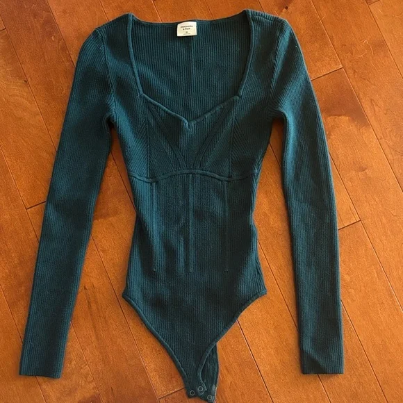 Abercrombie & Fitch Teal Long Sleeve Bodysuit - Picture 1 of 4